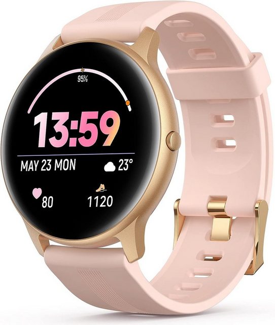 AGPTEK Smartwatch (1,3 Zoll, iOS/Android), Damen Bluetooth 5ATM Wasserdichter Aktivitäts-Tracker Armbanduhr
