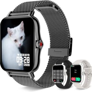 Iaret Smartwatch (1,7 Zoll, Androoid iOS), Armbanduhr mit Telefonfunktion Wasserdicht Fitness Tracker 3 Armbänder