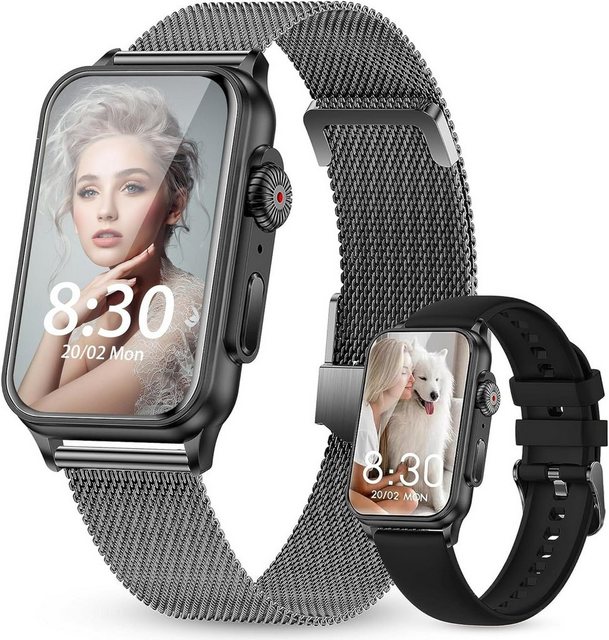 YEDASAH Smartwatch (1,57 Zoll, Android iOS), mit Telefonfunktion IP68 Wasserdicht Sportuhr Fitnessuhr 123 Sportmodi