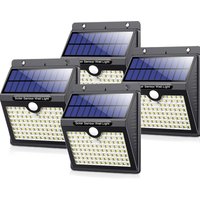 Auronic Solar Außenleuchte mit Bewegungssensor - Wandleuchte mit Sensor - Solar - 97 LEDs - IP65 - 4 Stück - Schwarz