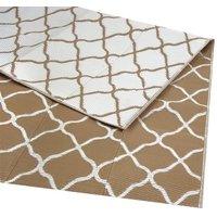 LifeGoods Outdoor Teppich - 152x230CM - Gartenteppich - Reversibel - Inkl. Tragetasche - Mit Muster - Beige/Weiß