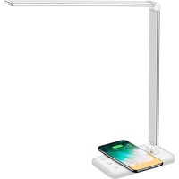 LED-Tischleuchte - kabelgebunden - kabelloses Laden für Telefon - dimmbar - klappbar - Smart Touch - Qi-Technologie - weiß