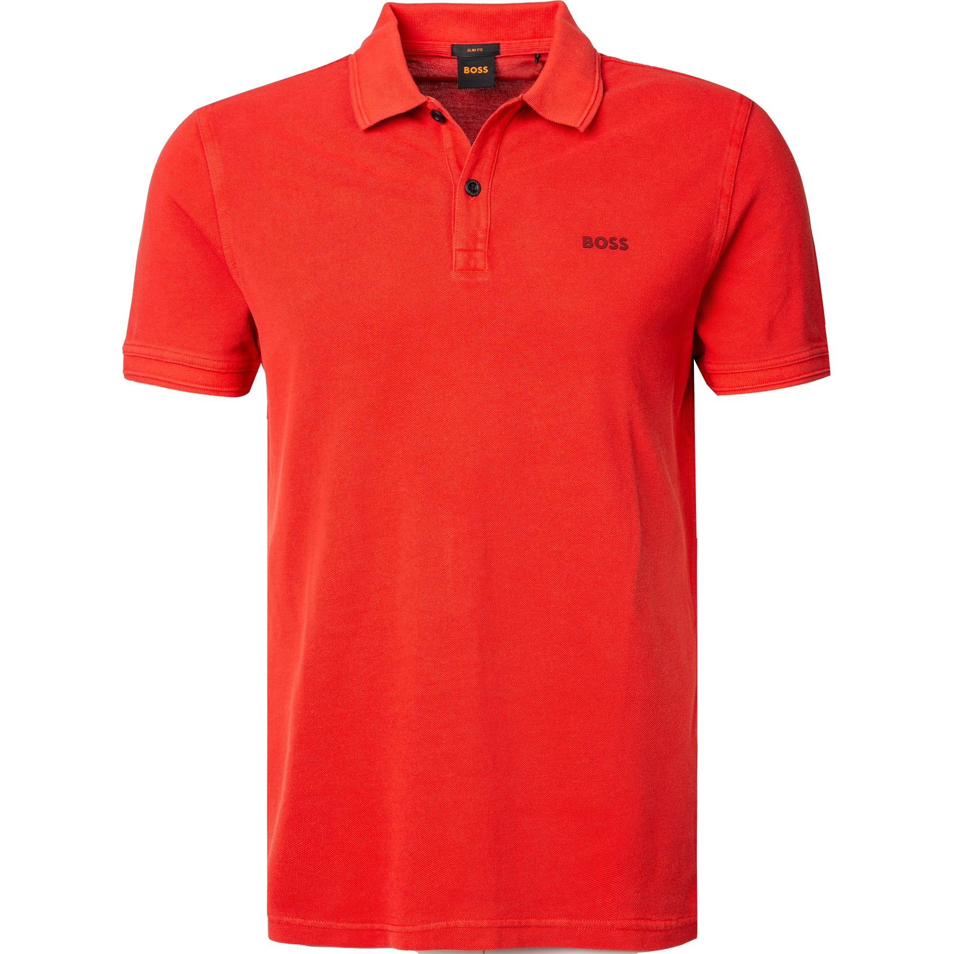BOSS Orange Herren Polo-Shirt rot Baumwoll-Piqué Slim Fit